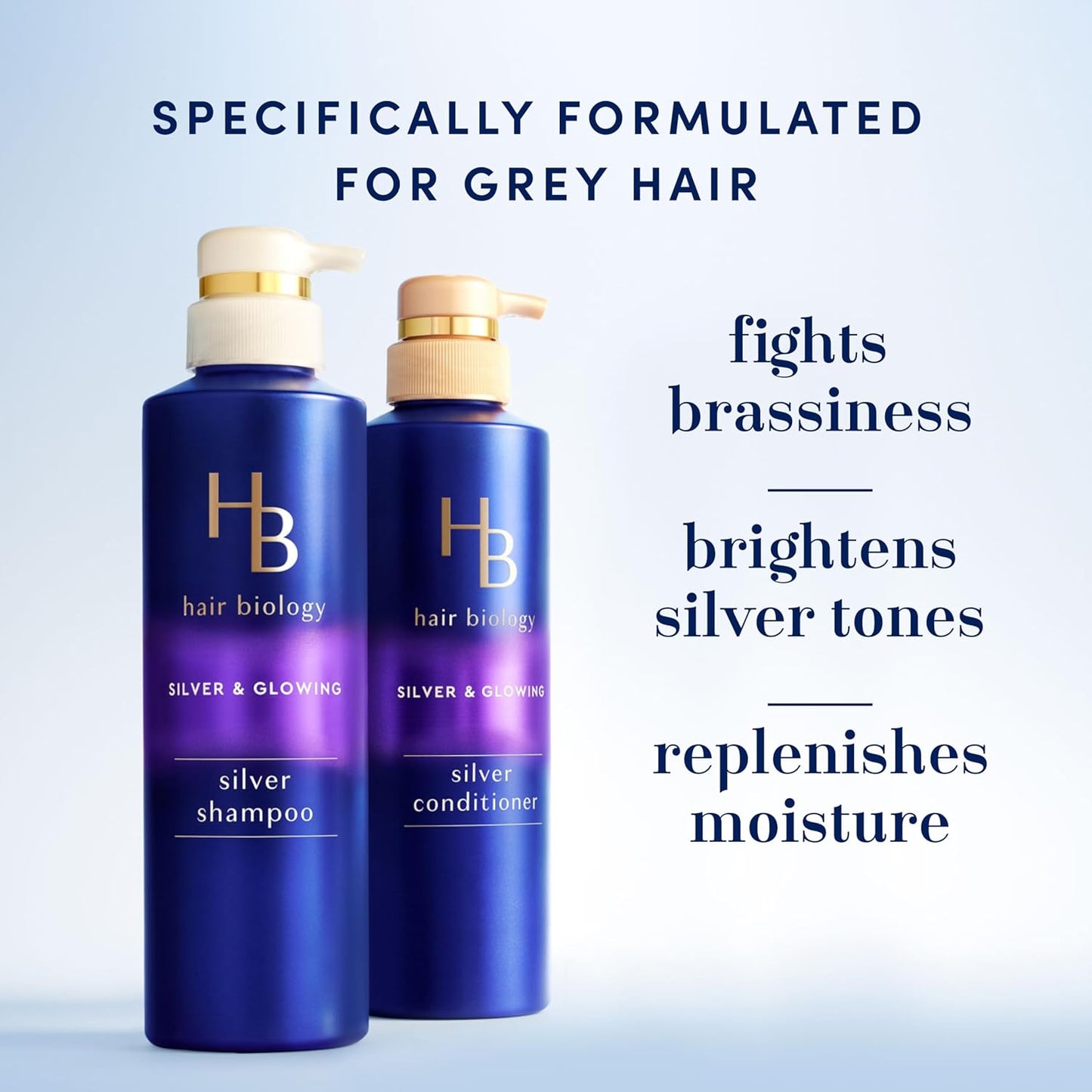 Biotin-Infused Purple Shampoo & Conditioner Set - Anti-Brassiness for Grey Hair | Moisturizing, Color-Safe, 12.8 Fl Oz Each, 2 Pack