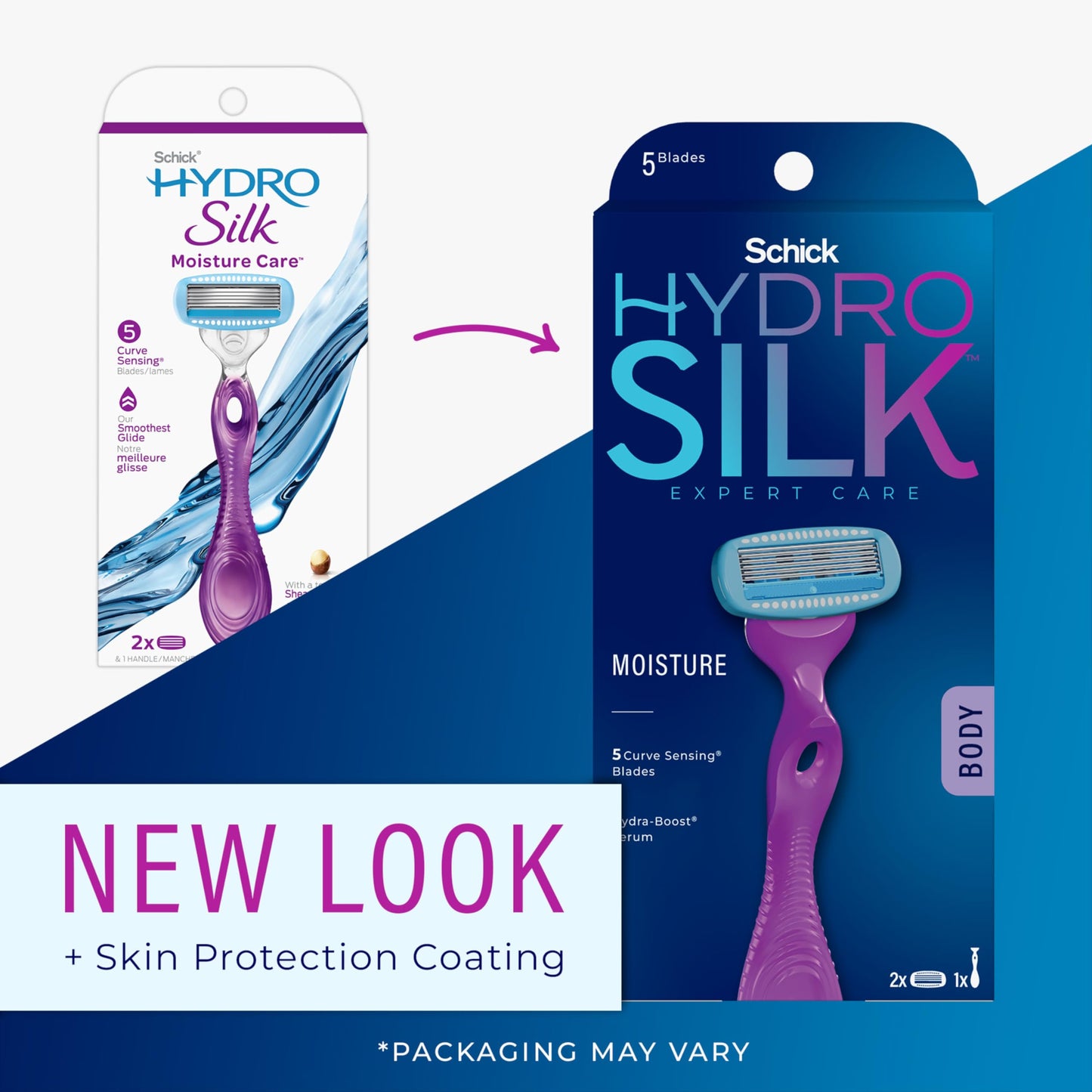 Schick Hydro Silk Moisture Women's Razor | 5-Blade Razor for Women, 1 Handle & 2 Refills
