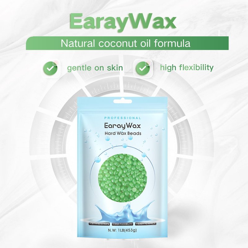 EARAYWAX Hard Wax Beads for Hair Removal, 1lb Brazilian Coarse Waxing for Full Arms, Armpit, Bikini, Eyebrow, Face, Legs, Sensitive Skin, At-Home Wax Melts for Women Men