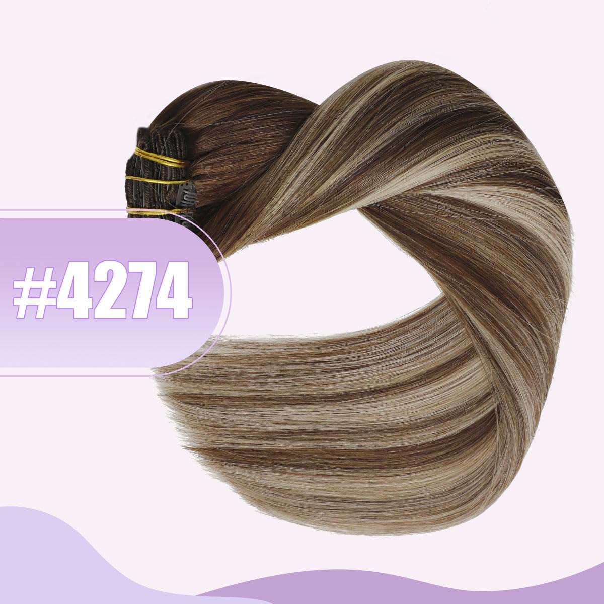 Sindra Clip in Hair Extensions Real Human Hair, 20inch Balayage Clip in Hair Extensions Chocolate Brown to Caramel Blonde 120g 6pcs Silky Full Head (#4/27/4 20in)