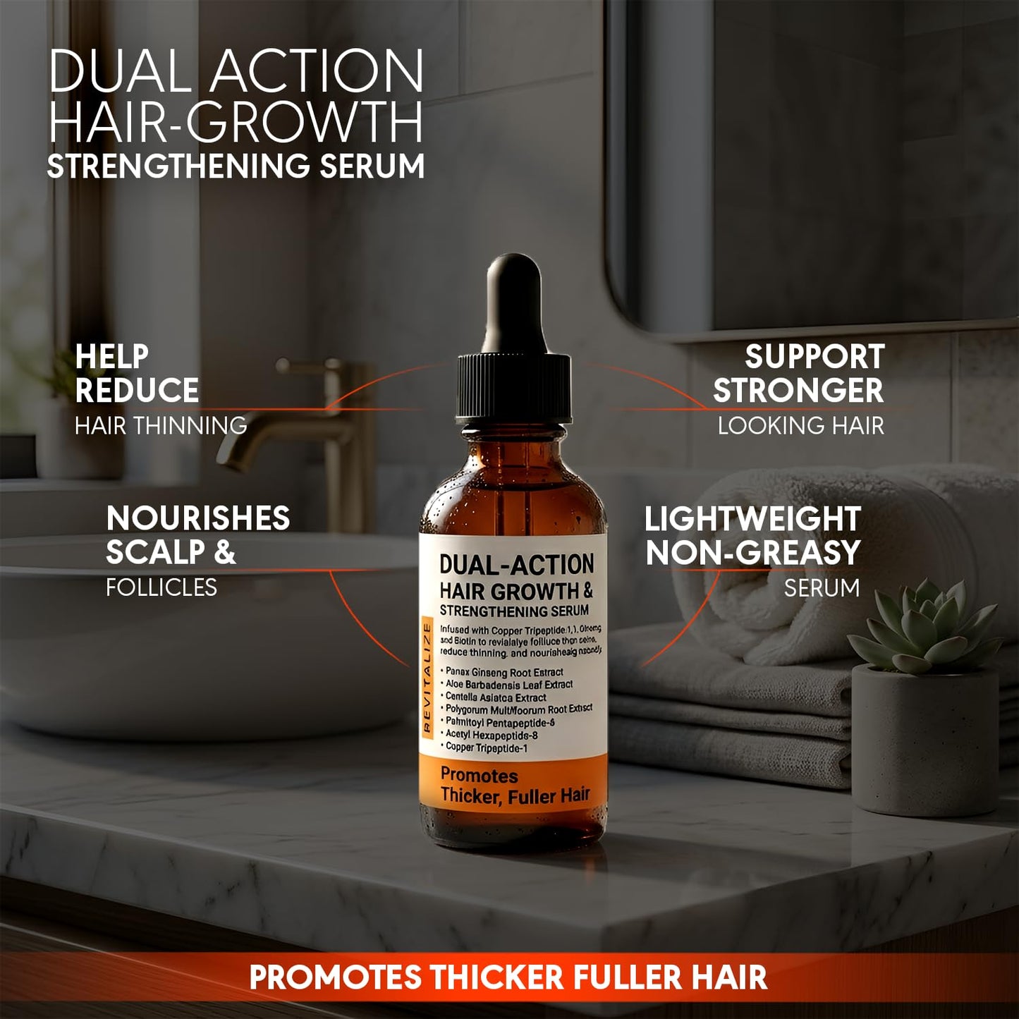 Advanced Hair Growth Serum for Men & Women – Hair Breakage Defence & Hair Density Enhancer – Multifunctional Hair Growth & Thickening Scalp Serum – Non-Greasy, Easy Absorb Formula – 60ml / 2.03 fl.oz