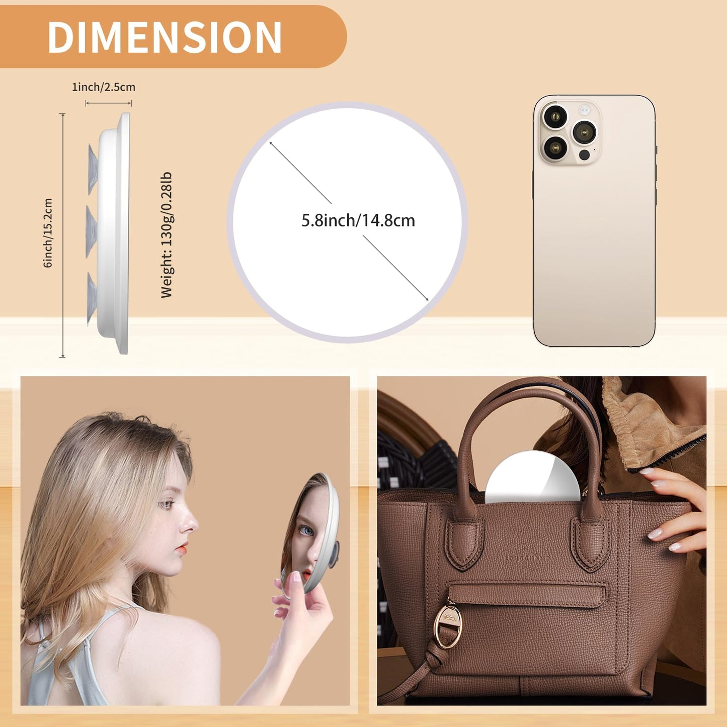 saiggnyy Large 6” 10x Magnifying Mirror with Tweezers, Travel Magnified Mirror with Suction Cups, Magnification Desk Mirror, Makeup Mirror for Detailed Makeup