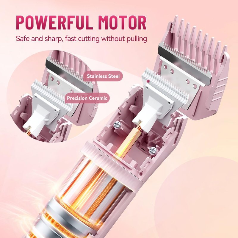 DERMAWAVE 5-in-1 Electric Bikini Trimmer for Women Pubic Hair, Waterproof Electric Razor Foil Shaver Hair Trimmer Epilator for Face, Nose, Ear, Bikini Line Area, Body, Leg, USB-C Rechargeable, Pink