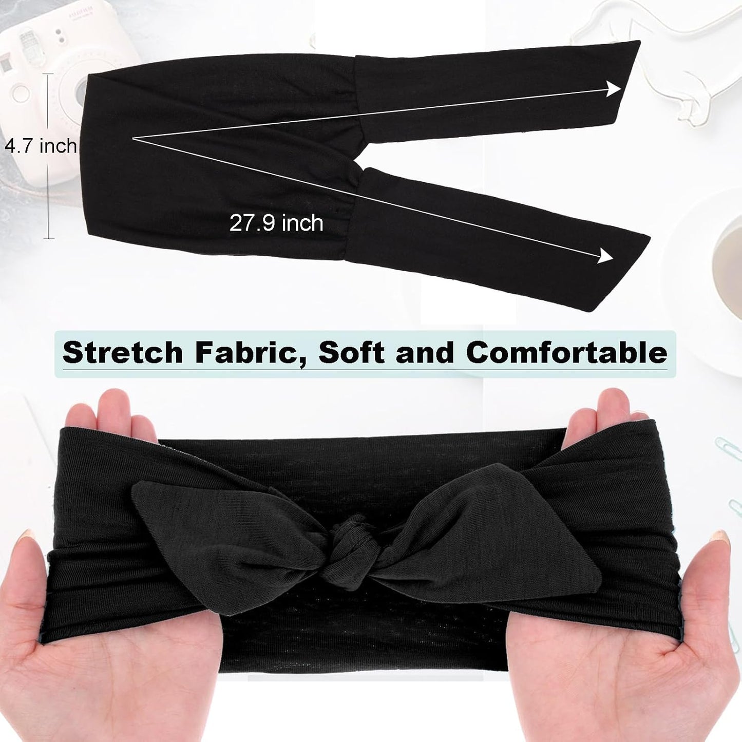 Knotted Adjustable Headbands for Women - 4 Pack Elastic Non-Slip Fashion Hair Bands for Yoga & Sports