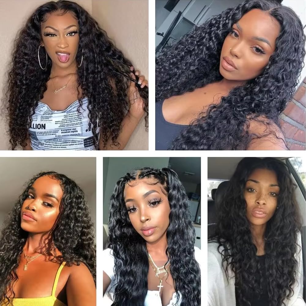 30 32 34 Inch Water Wave Human Hair Bundles Water Wave Bundles Human Hair Color #1B Bundles Unprocessed Virgin Wet and Wavy Bundle 150g