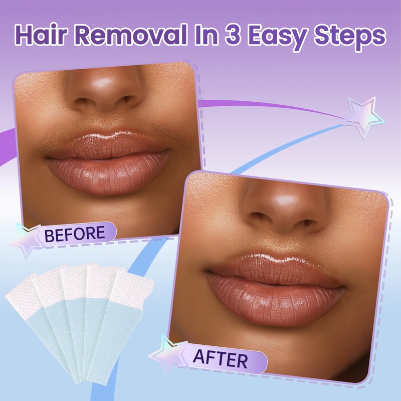 Lip Wax Strips For Women Upper Lip Wax Strips, 40PCS Facial Hair Removal for Women With 4 Calming Oil Wipes Mouth Waxing Strips Lip upper hair removal Facial Hair Removal for Women LAWINK
