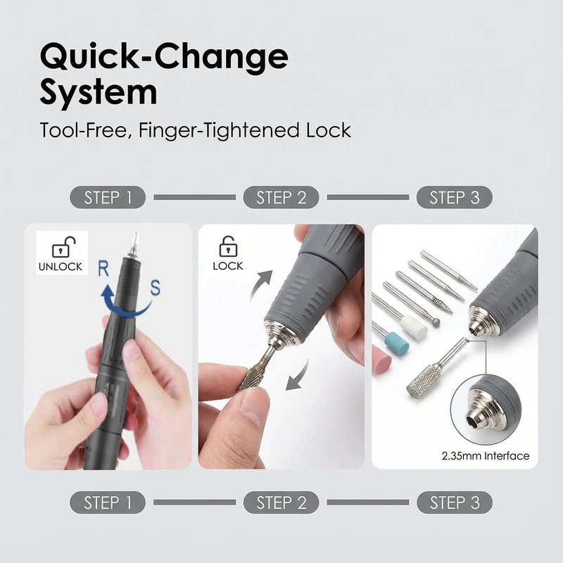 Zmtfqymx H37L1 Micromotor Handpiece ONLY, 0-35,000 RPM Micro Motor for Woodcarving, Silicone, Glasswork, Artware, Ceramics, Jewelry & DIY Crafts,Compatible with Marathon Control Box