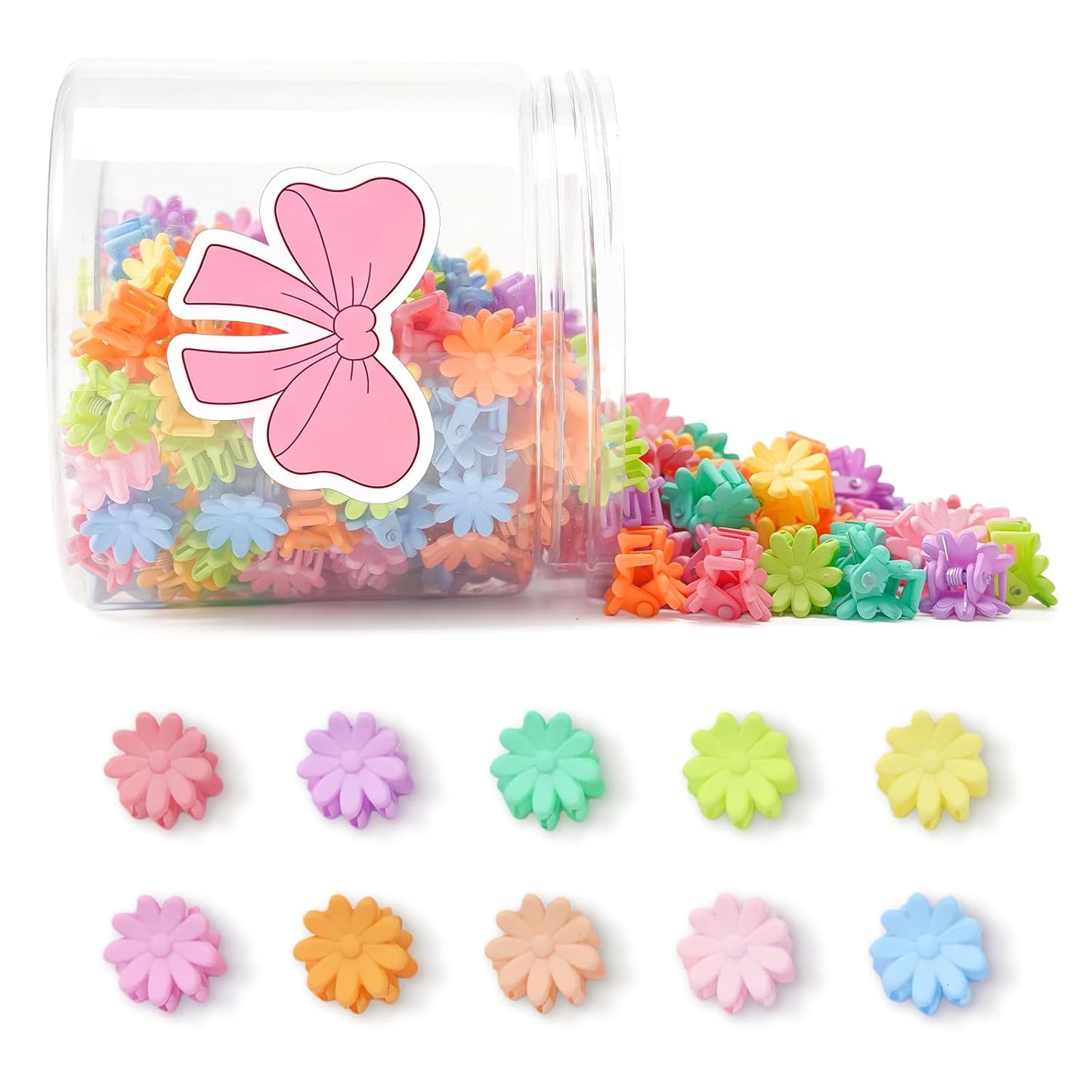 Colorful Mini Flower Hair Clips - 150 Pcs Cute Claw Clips for Girls | Toddler Hair Accessories