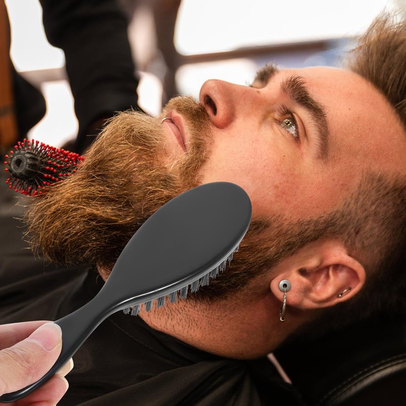 Mikinona Men Beard Brush Soft Bristle Grooming Tool for Facial Hair Care Compact Barber Shop Neck Duster for Beard Shaping and Cleaning