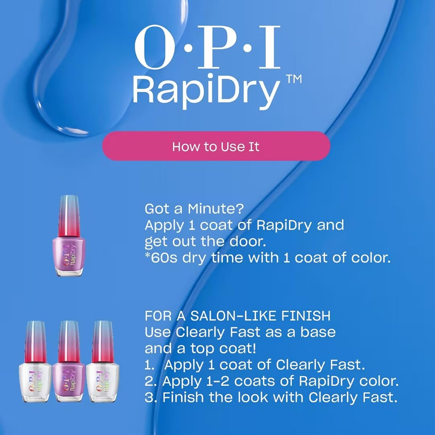 OPI RapiDry Quick Dry Nail Polish - Opaque Crème & Shimmer Winter Shades | Smudge-Proof & Fast Drying in 60 Seconds