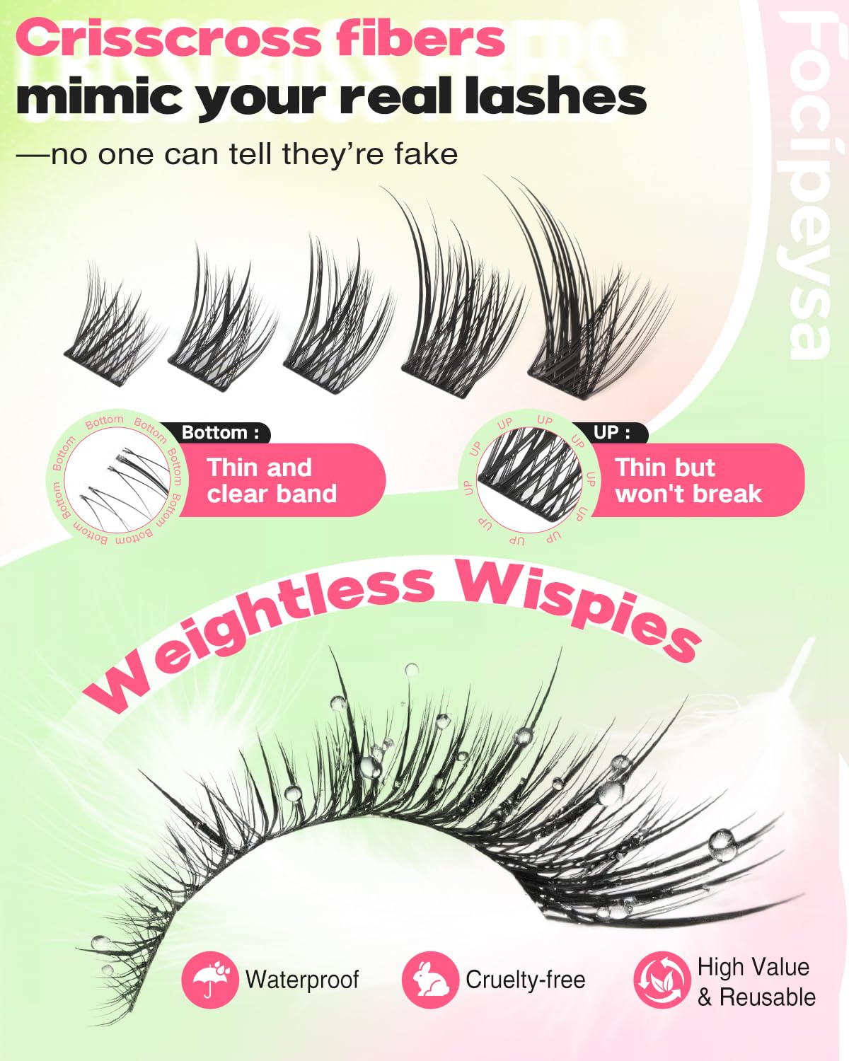 Wispy Lash Clusters - Spiky Eyelash Extensions for Fox Eye Look | 10-18mm Individual Lashes