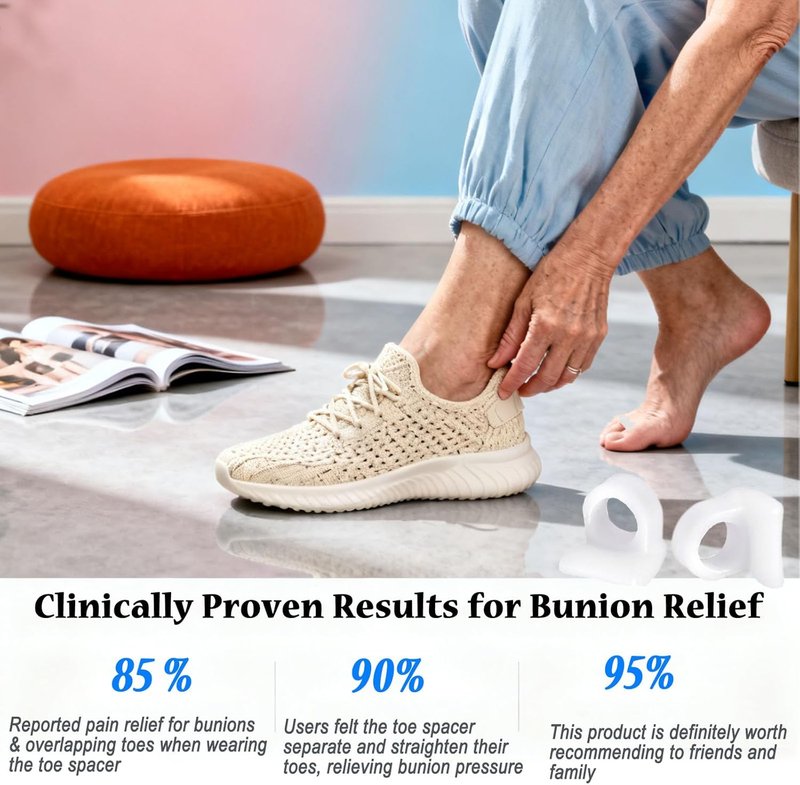 Gel Toe Separators - 10 Pcs for Overlapping Toes & Bunions | Big Toe Alignment Corrector (Blue)