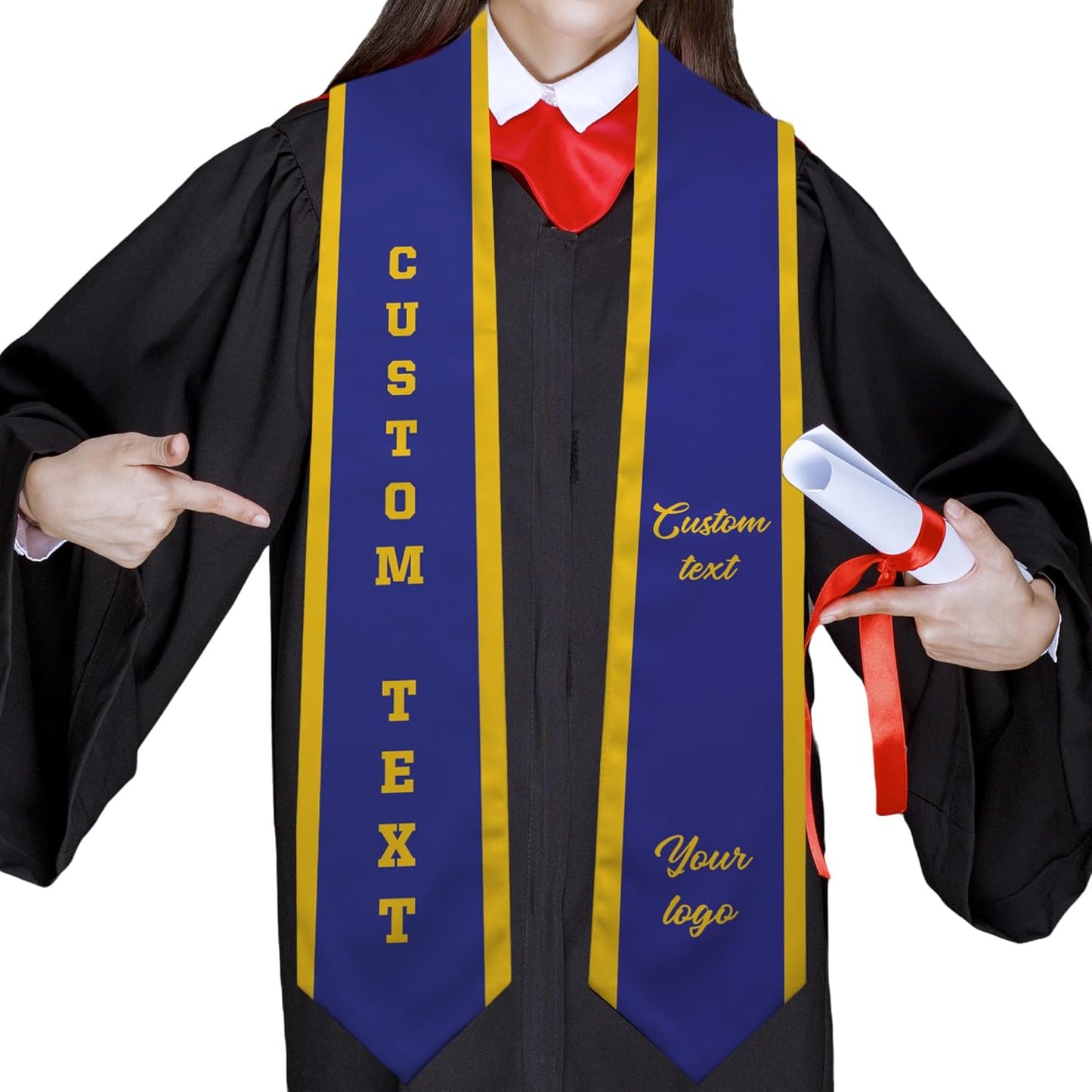 Custom Graduation Stole - Personalized Grad Sash with Text & Logo | Class of 2025 Honor Gift