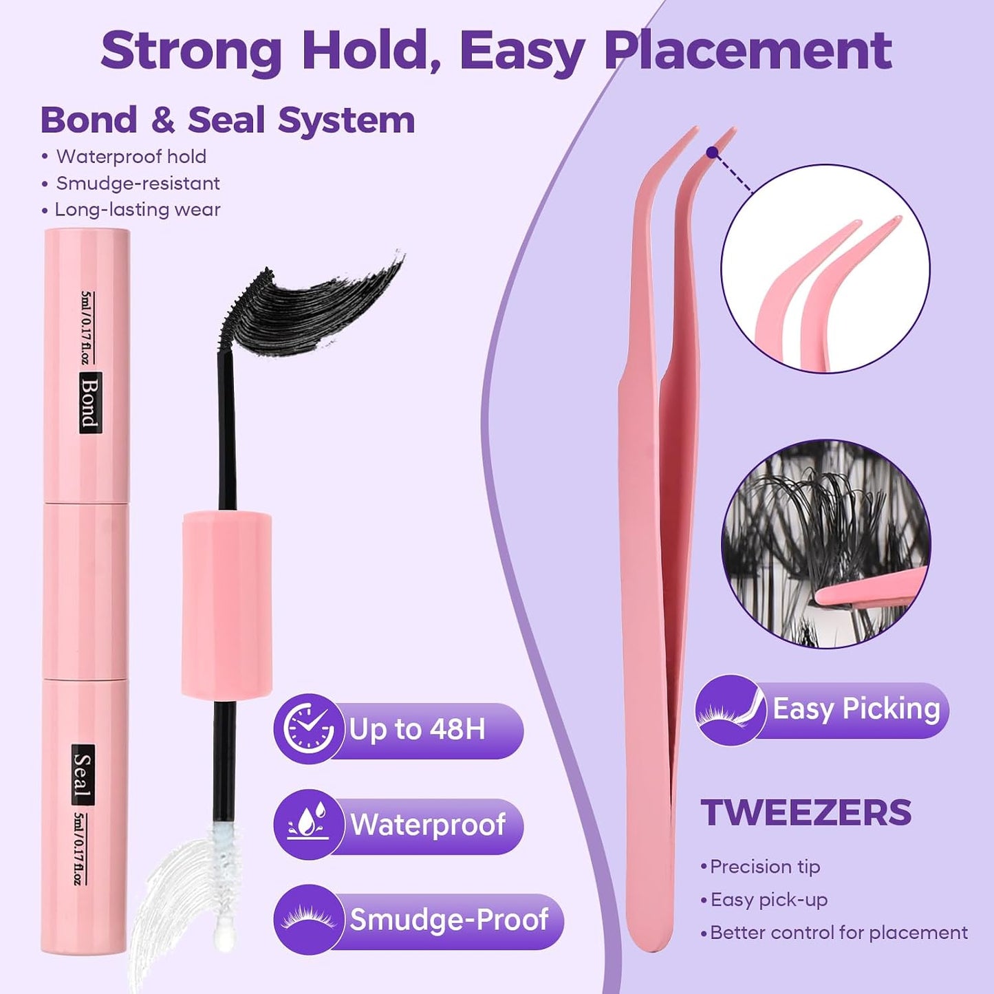 Ultra-Light Lash Clusters Kit - 240PCS Fluffy Wispy Volume | 10-16mm Mixed Lengths, Bond & Seal, Waterproof