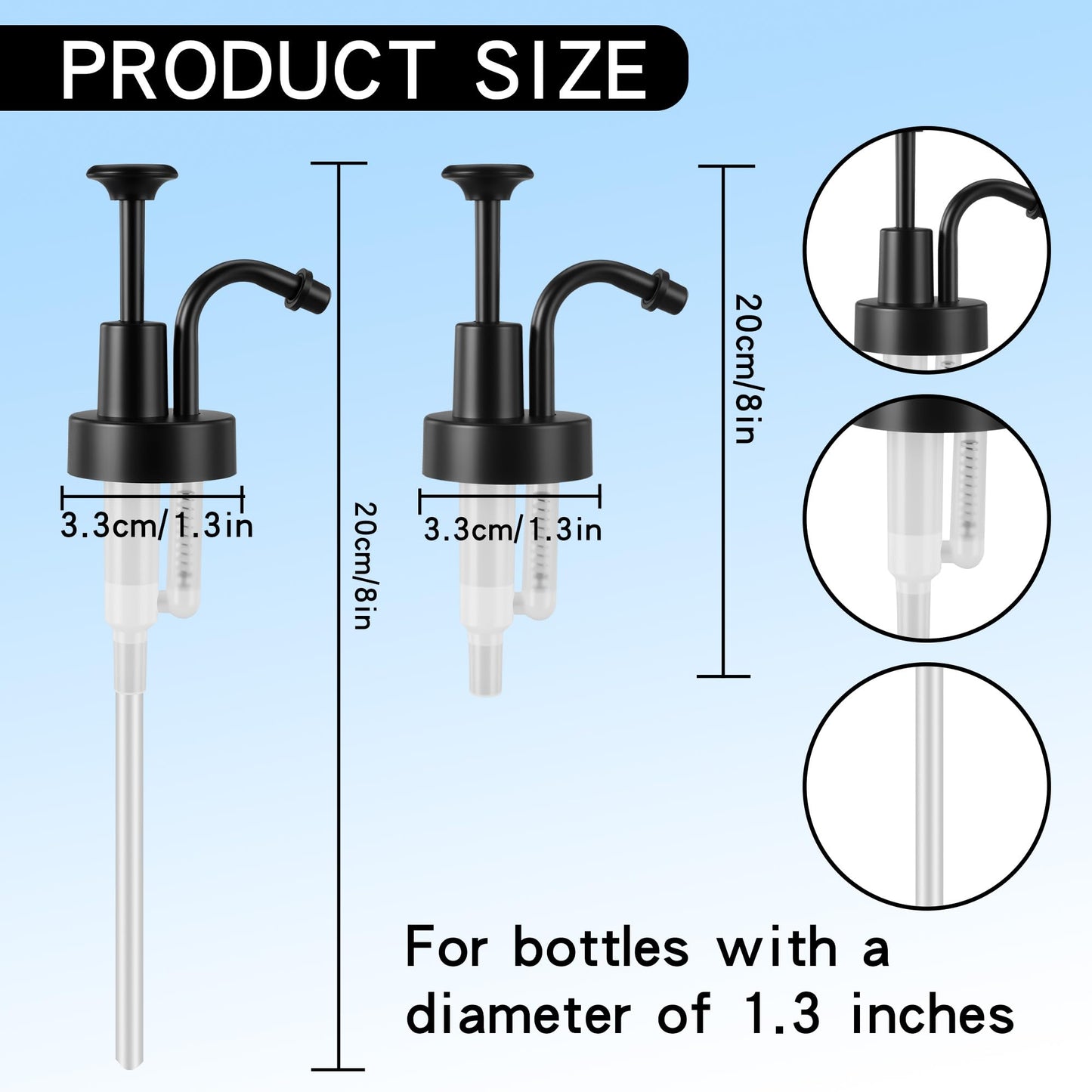 Soap Dispensers Pump Replacement, Made of ABS Material 1.3 in (33 mm) Neck Bottles for Lotion & Soap Pump Heads (Black)