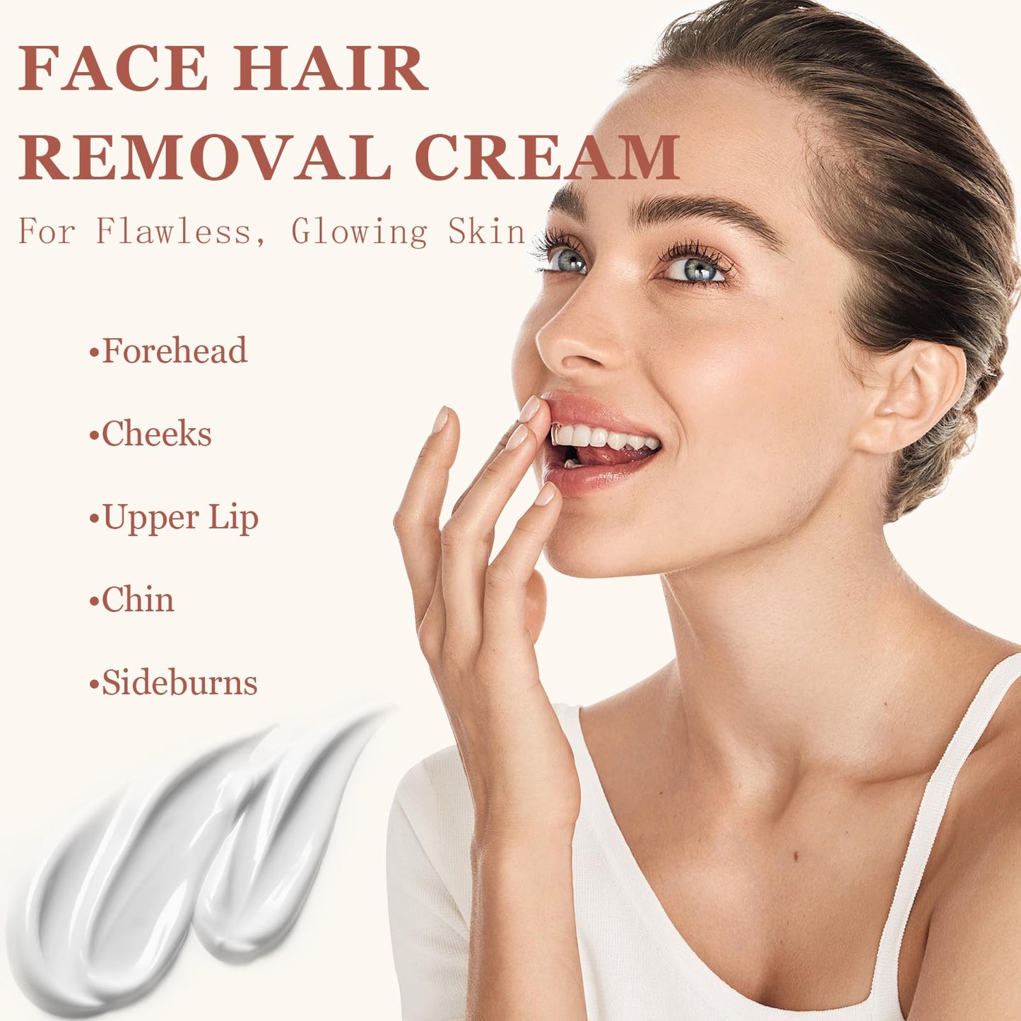 Facial Hair Removal Cream for Women Sensitive Skin - Painless Depilatory Cream for Face Upper Lip Chin & Cheeks with Spatula, 5-Minute At-Home Hair Remover for Pubic, 1.68 Fl Oz