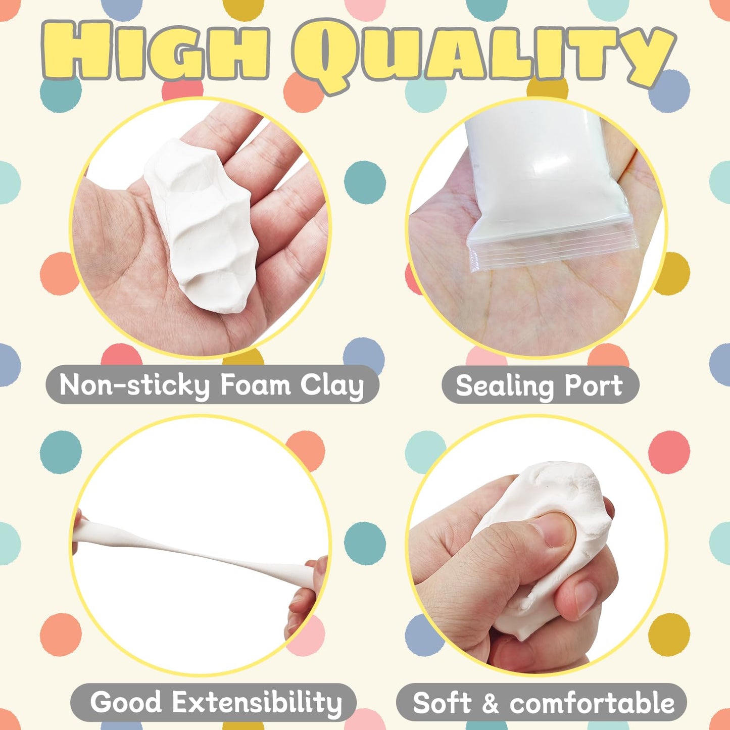 36 Pack White Air Dry Foam Clay,12.6oz Modeling Foam Clay,White Soft Modeling Clay for Arts & Crafts,Birthday Gift,Family & Classroom Rewards