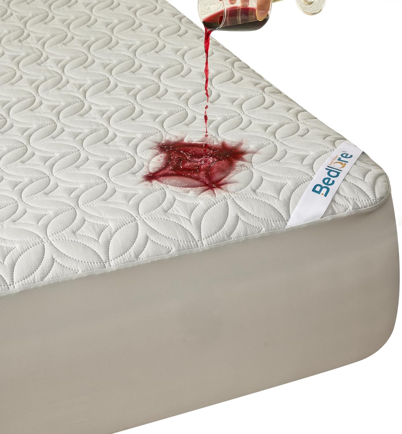 Waterproof Mattress Protector - Noiseless Queen Size Pad | Deep Pocket 6"-18" Depth, Soft & Breathable Gray Cover