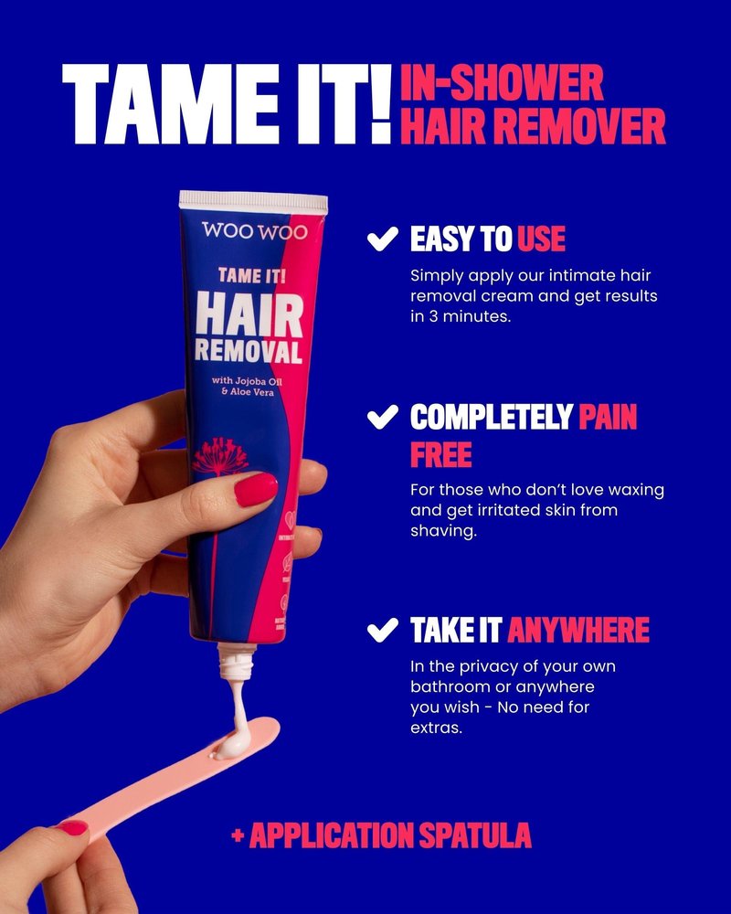 WooWoo Tame It! Vegan Intimate Hair Removal Cream 100 ml (Pack of 2)