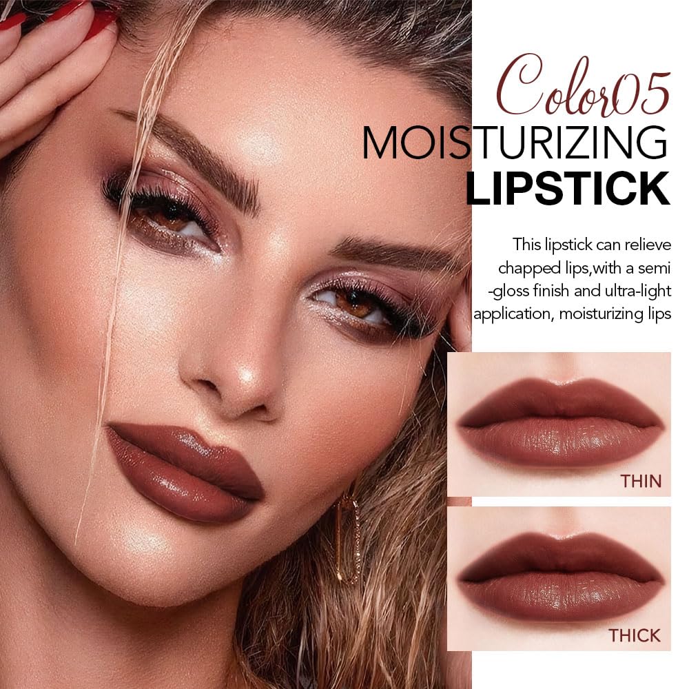 HHLTOH 2Pcs Tinted Lip Balm Moisturizing Lipstick – Waterproof Hydrating Matte Lip Balm for Women, Creamy Natural Color Stain for Dry Lips, Soft Matte Finish (#5 Deep Cherry Brown & #08 Alluring Pink)