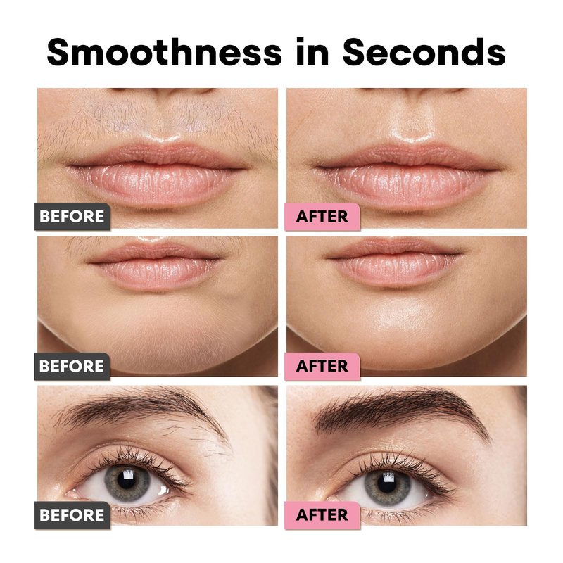 VG VOGCREST Eyebrow Facial Trimmer: 2 in1 Rechargeable Facial Hair Removal and Eyebrow Shaver - Face Lips Body Painless Facial Razor with Built-in LED Light (Pink)