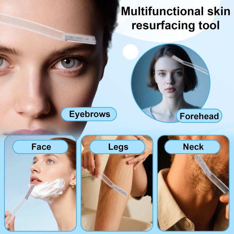16pcs Dermaplane Razor for Women Face, Gentle Facial Hair Remover Eyebrow Eye Brow Shaver with Precision Microblades Scalpel Blade for Dermaplaning Peach Fuzz & Skin Exfoliation Tool (Transparent)
