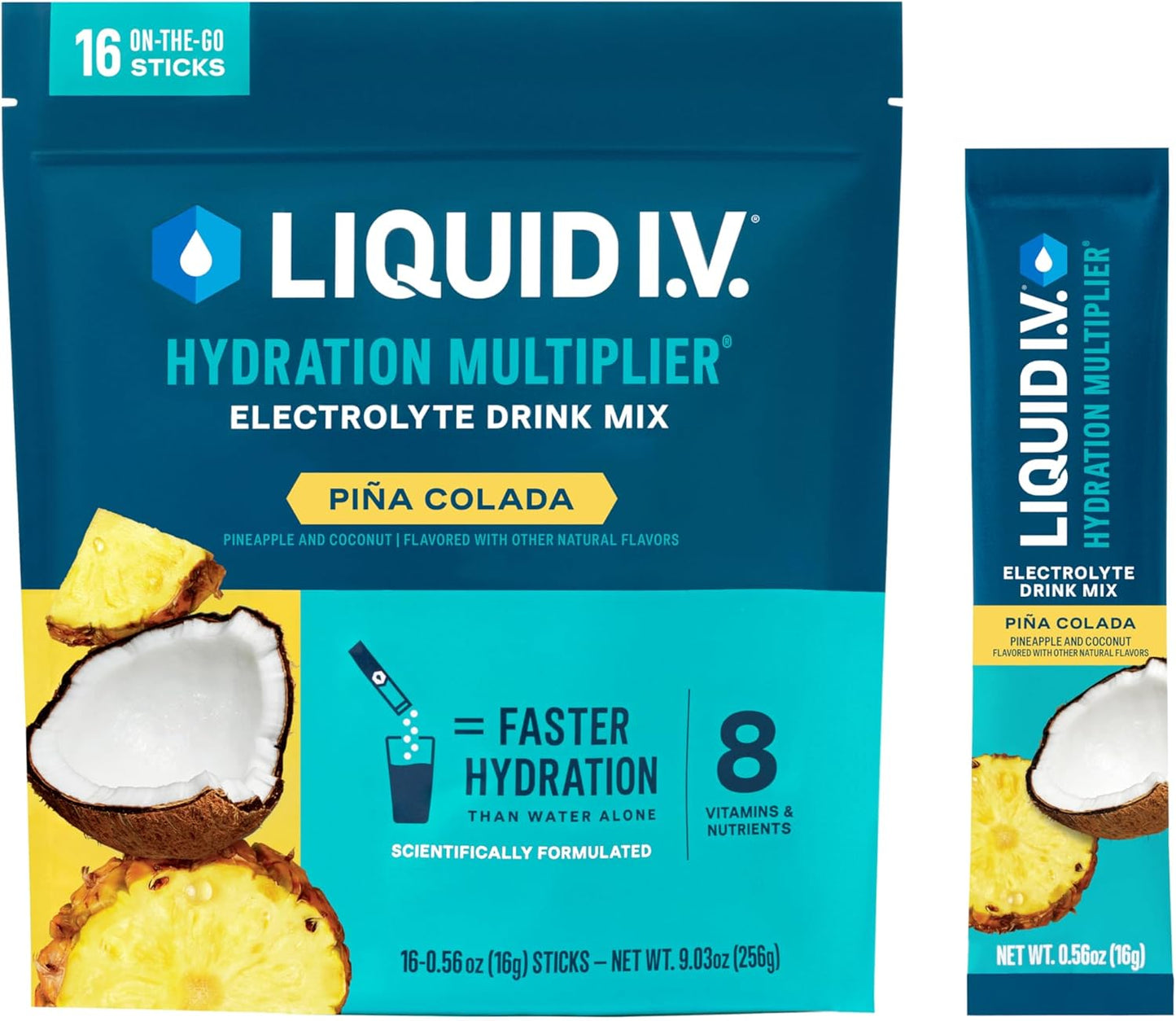 Liquid I.V.® Hydration Multiplier - Electrolyte Powder Drink Mix | Popsicle Firecracker Flavor | 16 Servings