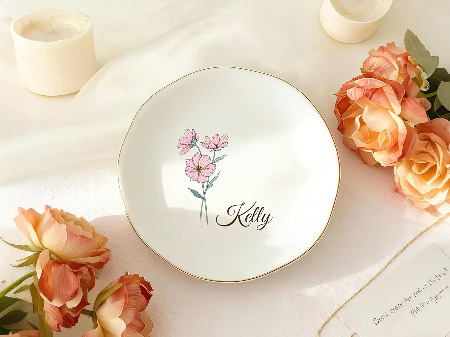Custom Ceramic Ring Dish - Personalized Jewelry Tray for Name & Birthday | Ideal Gift for Mothers Day & Bridesmaids