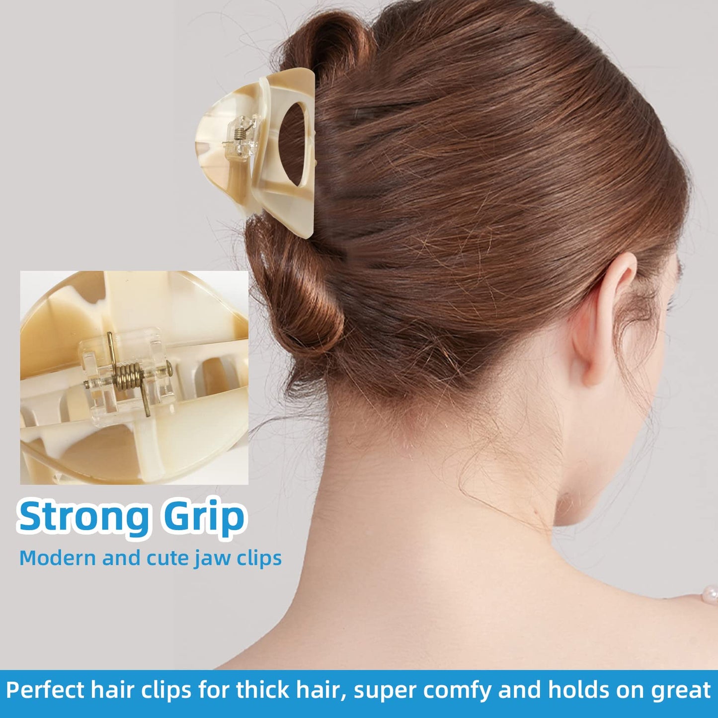 VinBee 3 PACK Hair Claw Clips, Cellulose Acetate Cutout Tortoise Shell Barrettes Claw Clips, Celluloid Leopard Print Stylish Hair Accessories for Women Girls French Design Hairs Crab Clamps ﻿
