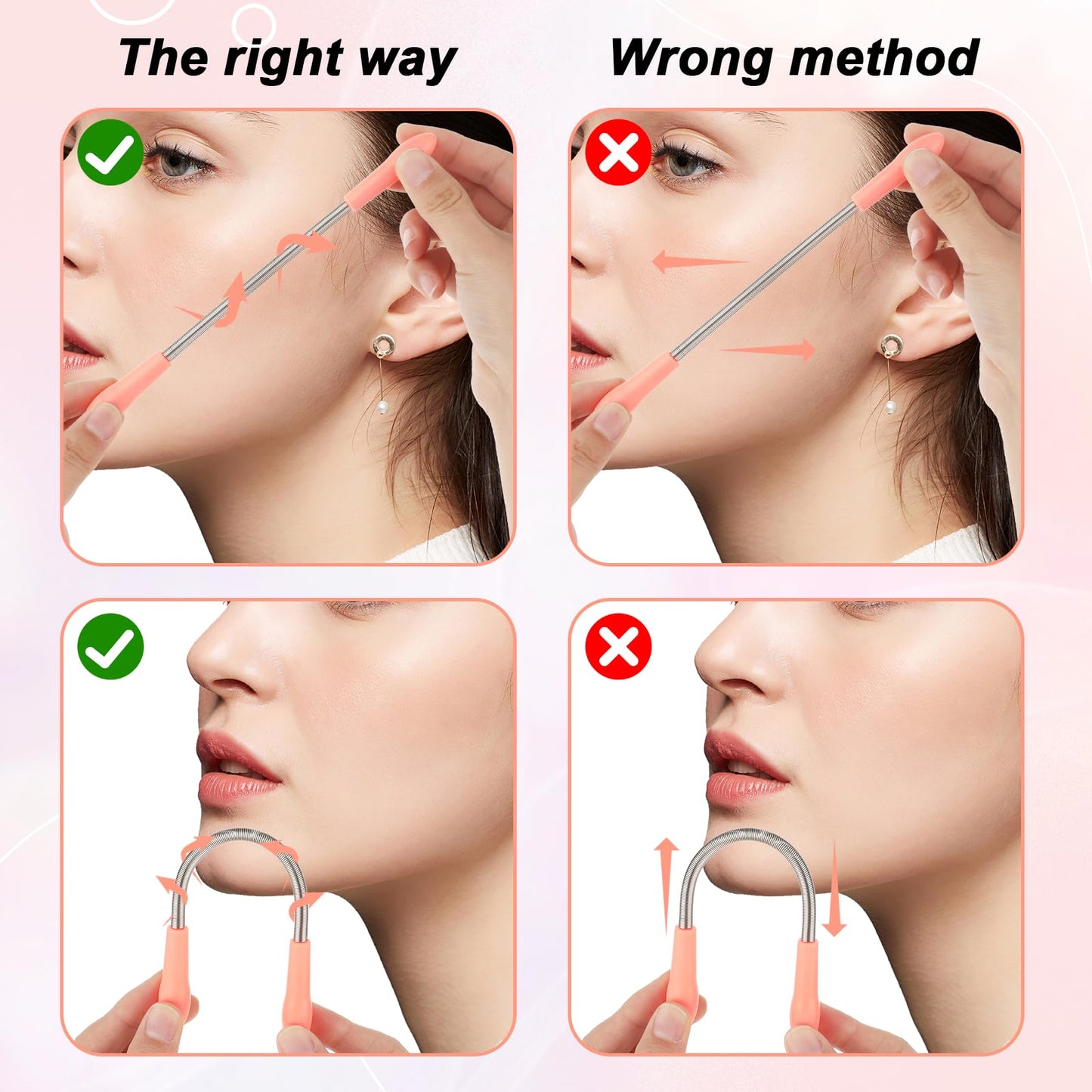 Molain 6 Pieces Facial Hair Remover Spring Eyebrow Face Epilator Coil Portable Hair Remover Spring Threading Tool Hair Remover Spring Epilator for Women Chin Cheek Mustache Upper Lip