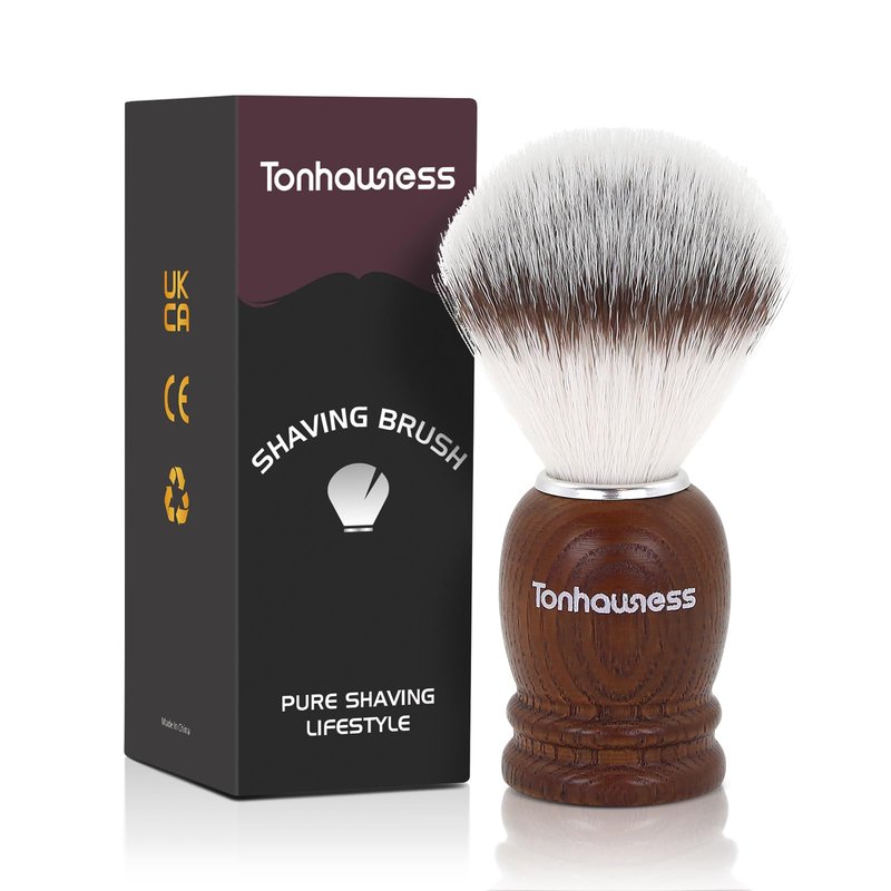 Synthetic Nylon Shaving Brush Wood Crafted Handle Shaving Brushes for Men, Handmade Beard Shave Brush for Gift