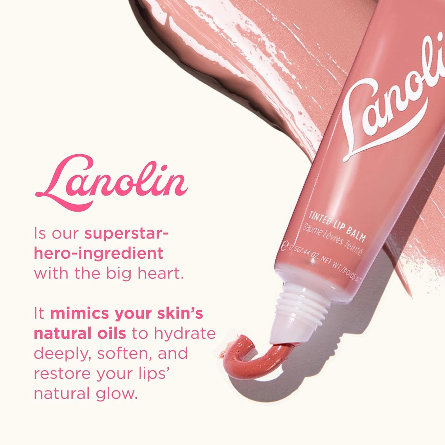 Lanolips Tinted Lip Balm - Moisturizing Color-Tinted Balm with Lanolin & Vitamin E | Perfect Nude (12.5g / 0.44oz)