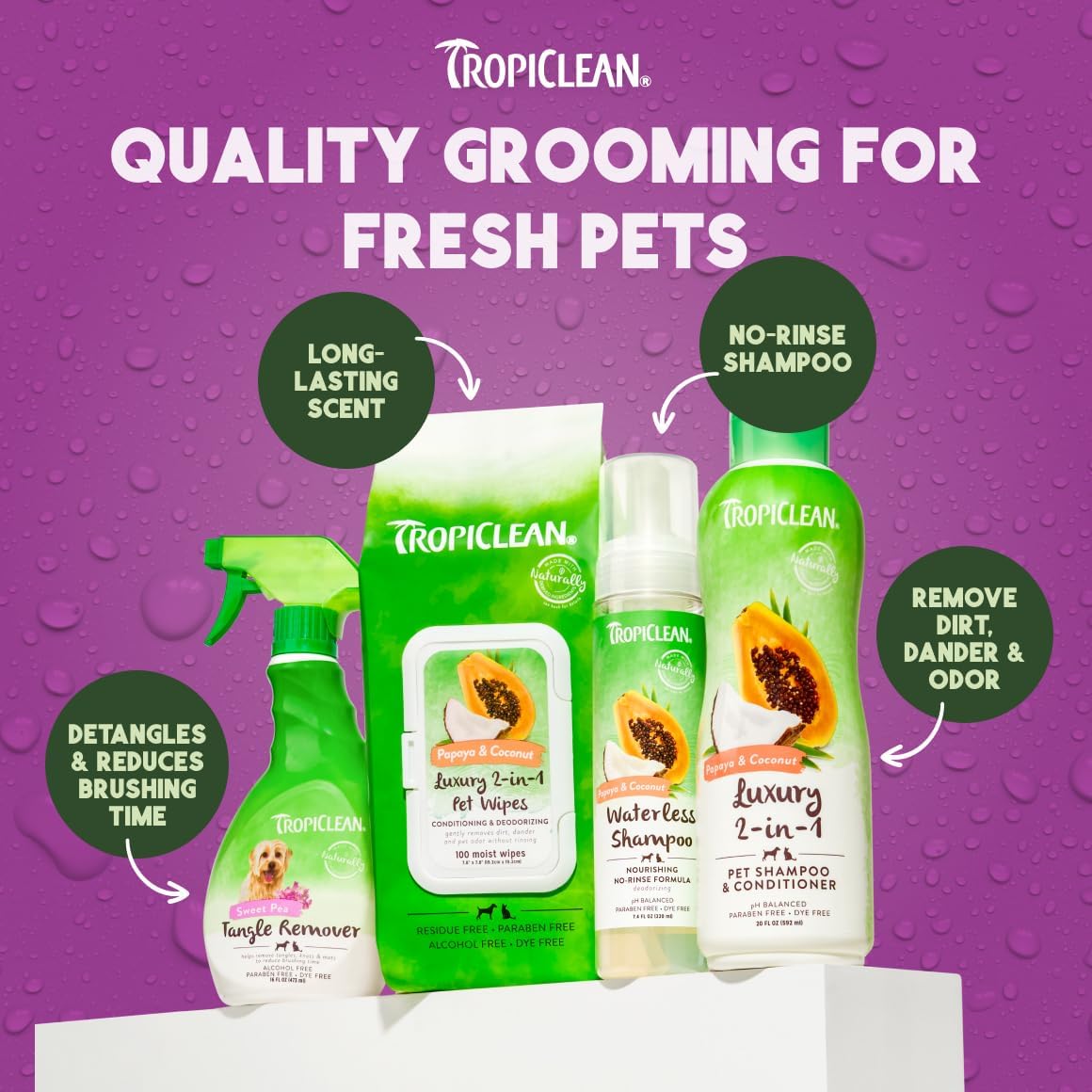 TropiClean Dog Detangler Spray - Leave-In Conditioner for Doodles & All Coat Types | 16 oz, Sweet Scent