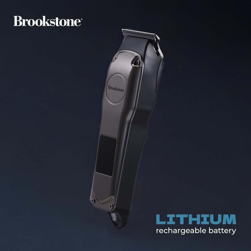 Brookstone - Metallic Cordless T-Blade Hair Clipper, Precision Cutting with Rechargeable Battery & Sleek Metallic Finish (Black)