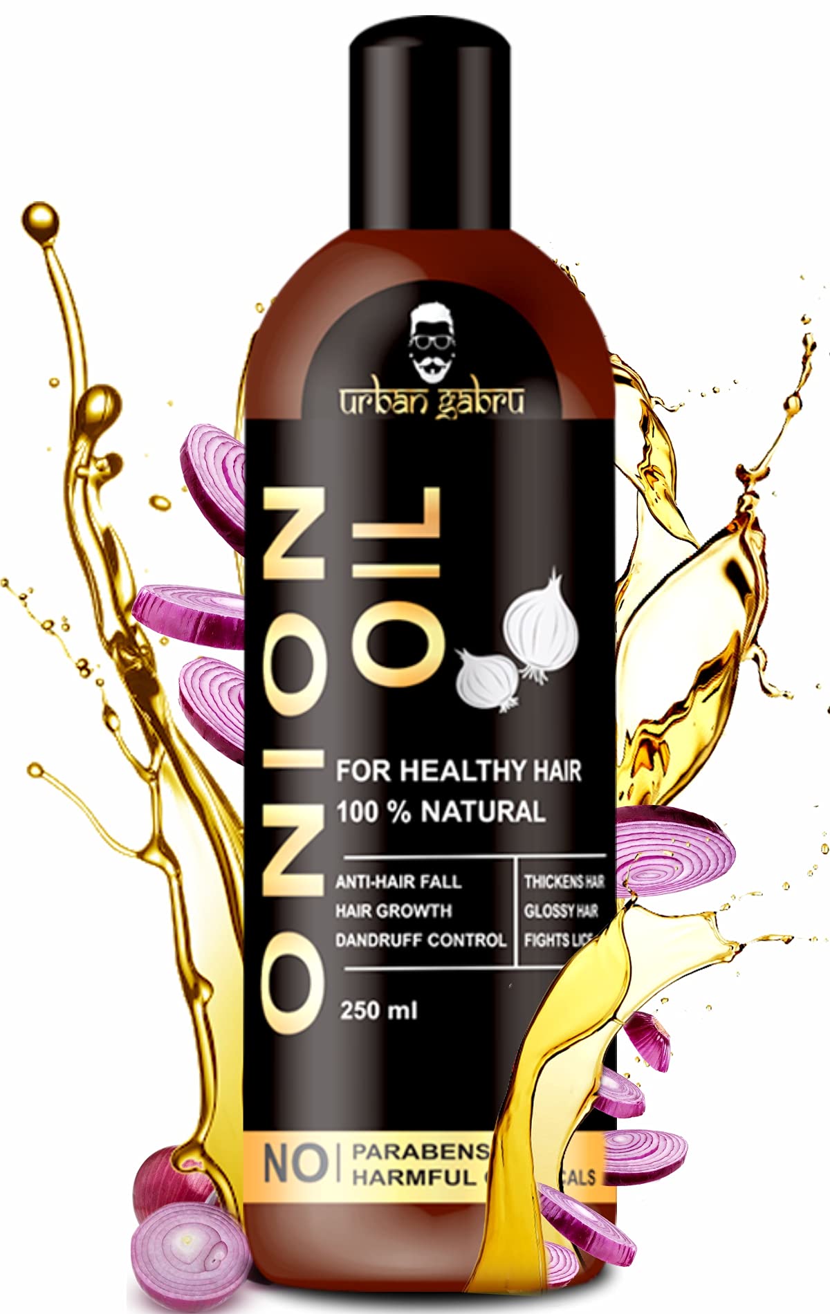 Urbangabru Onion Oil for Hair growth Organic | Onion Juice, Hair Oil for Dry Damaged Hair and Growth (8 Fl Oz)