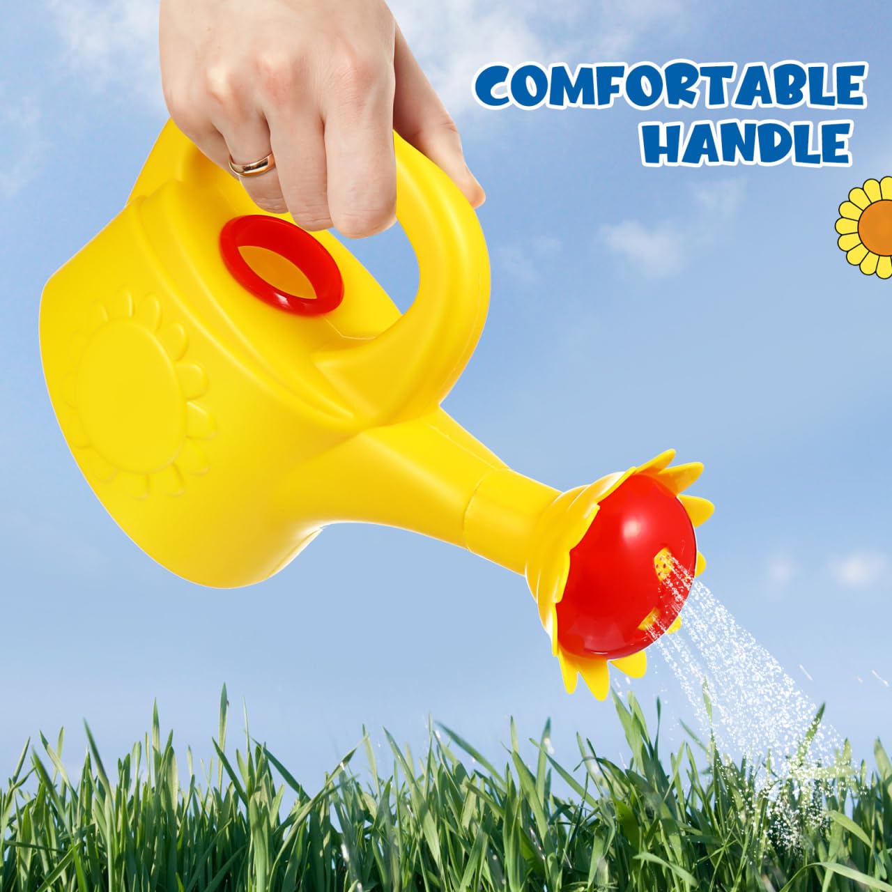 Housoutil Chicken Watering Cans, 2PCS Small Plastic Kids Watering Cans, Chicken Animal Pitcher for Gardening Flowers Succulents, for Gardening Bath Beach Outdoor Backyard Activities, Mixed Color
