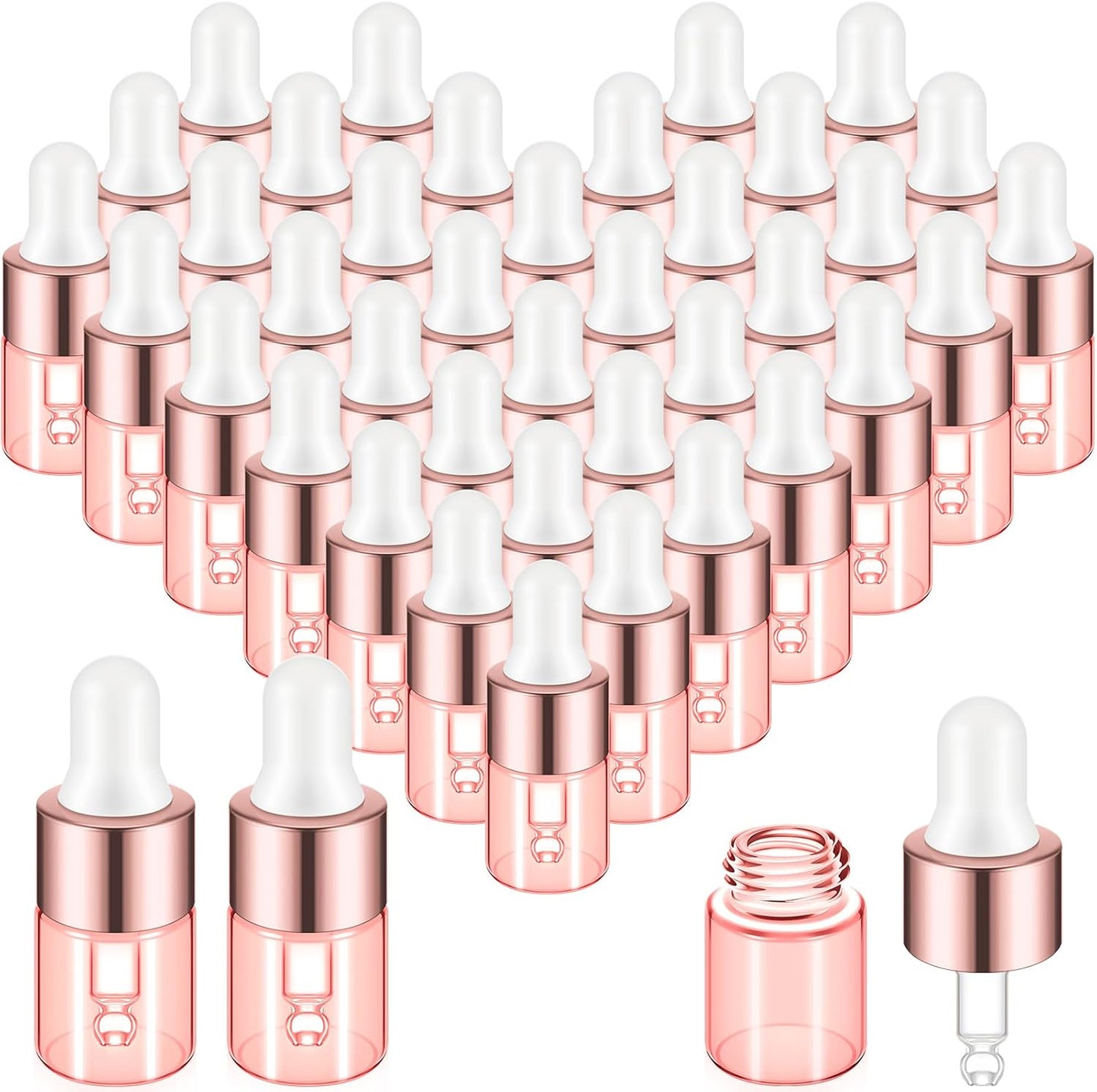 Mini Glass Oil Dropper Bottles - 100 Pcs 1 ml Clear Essential Sample Containers | Travel-Friendly Perfume Vials with Caps