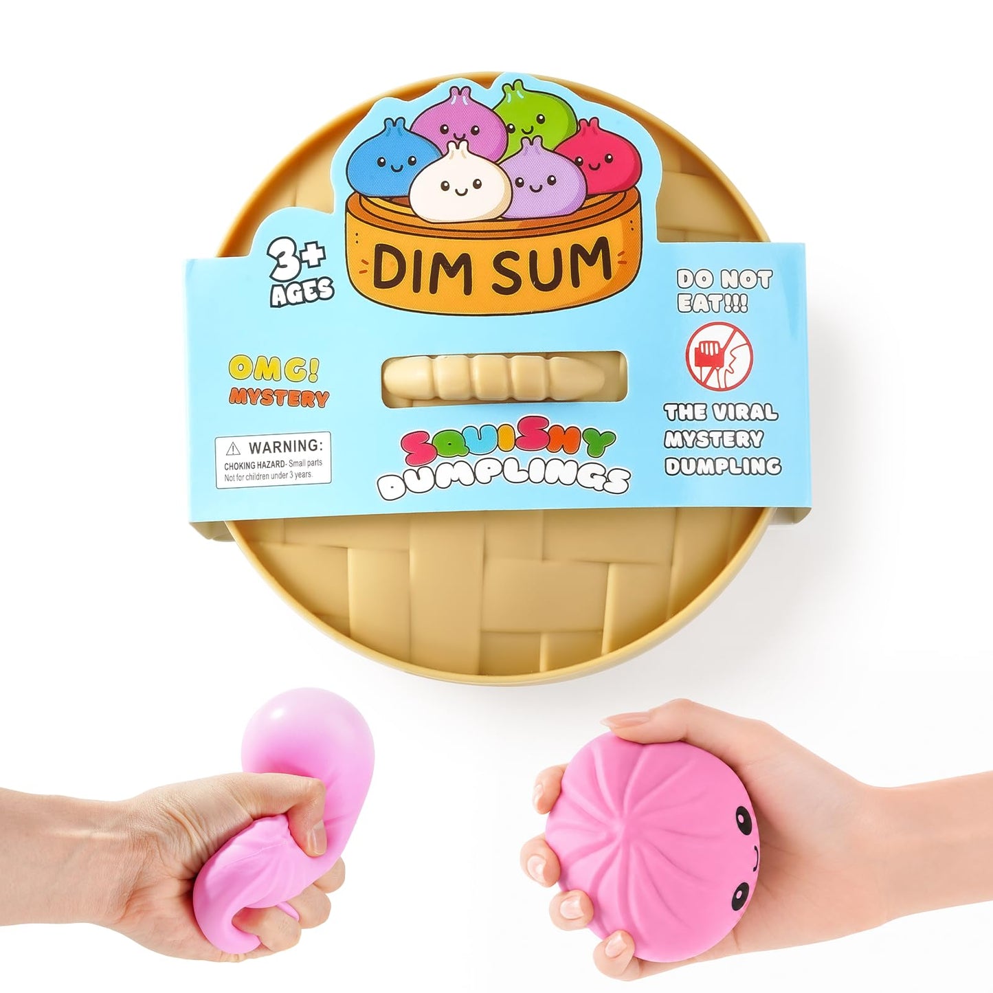 Dumpling Squishies, Giant Dumpling Mystery Box, Colorful Dumplings Stress Balls Fidget Sensory Toy, Stocking Stuffers with Food Steamer Stretchy Desk Toys (Pink)