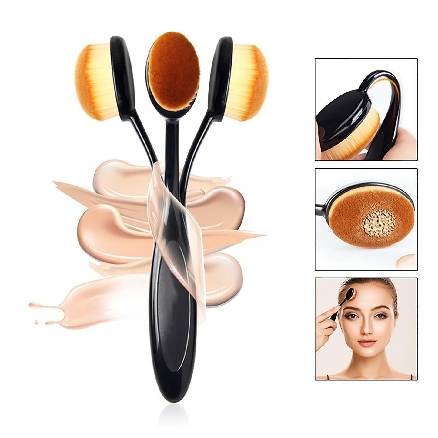 QUEMISS 2 Pc Foundation Brush Type Kabuki Makeup Brushes Cosmetics Face Foundation Blending Foundation Makeup Brush Beauty Tool