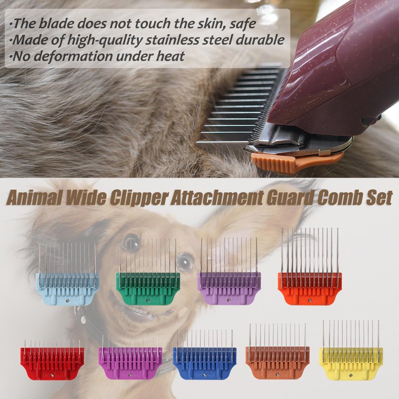 10W/15W/30W Dog Animal Stainless Steel Wide Clipper Attachment Guard Comb Set for A5 Series | Snap-On/Off Design Combs,Only Fir for 10W/15W/30W Wide Blade (12-Piece)