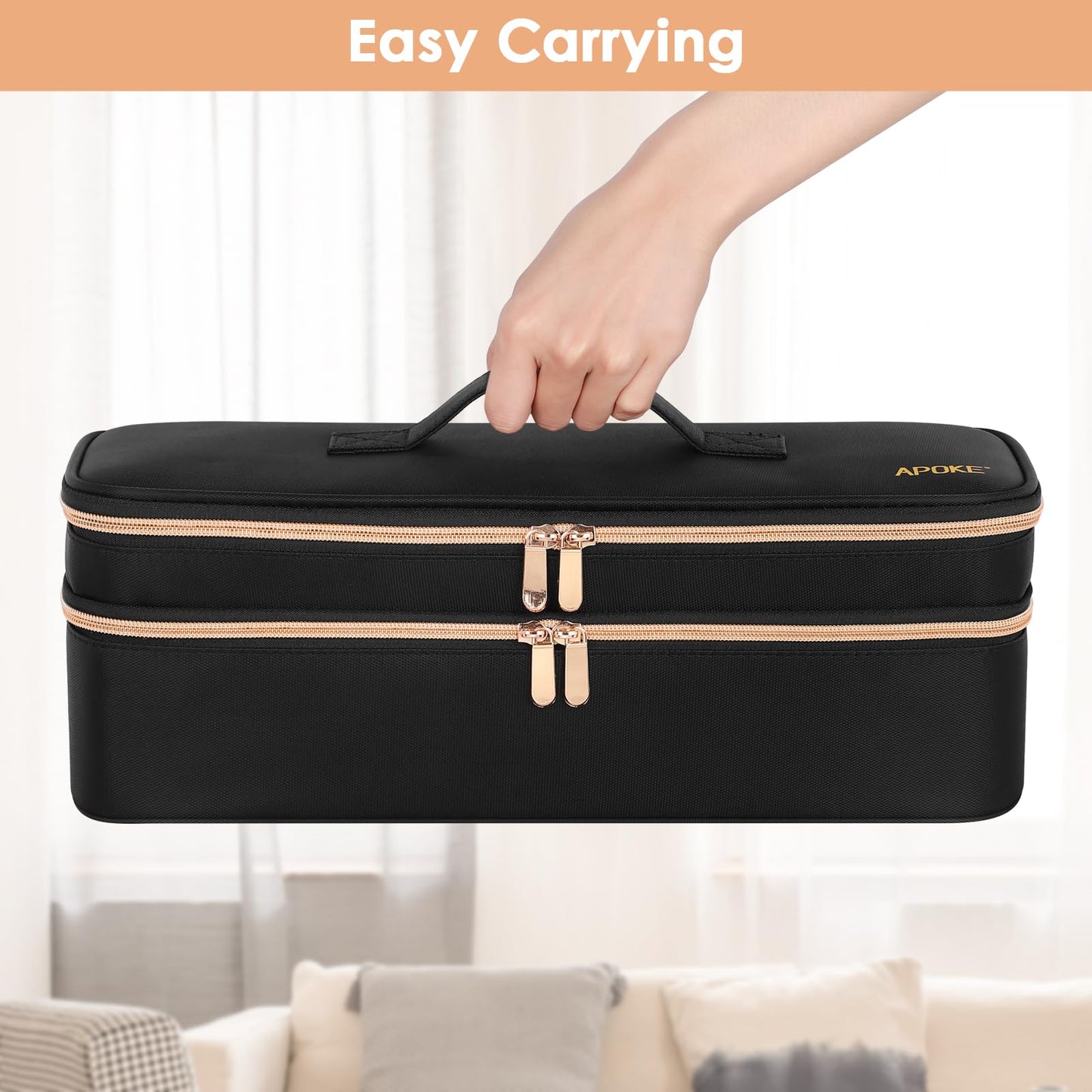 APOKE Double Layer Travel Case Compatible with Revlon One Step Hair Dryer Brush Original 1.0 & Plus 2.0, Portable Lightweight Carrying Case Storage Bag for All Brand Hot Tools Volumizer Hot Air Brush