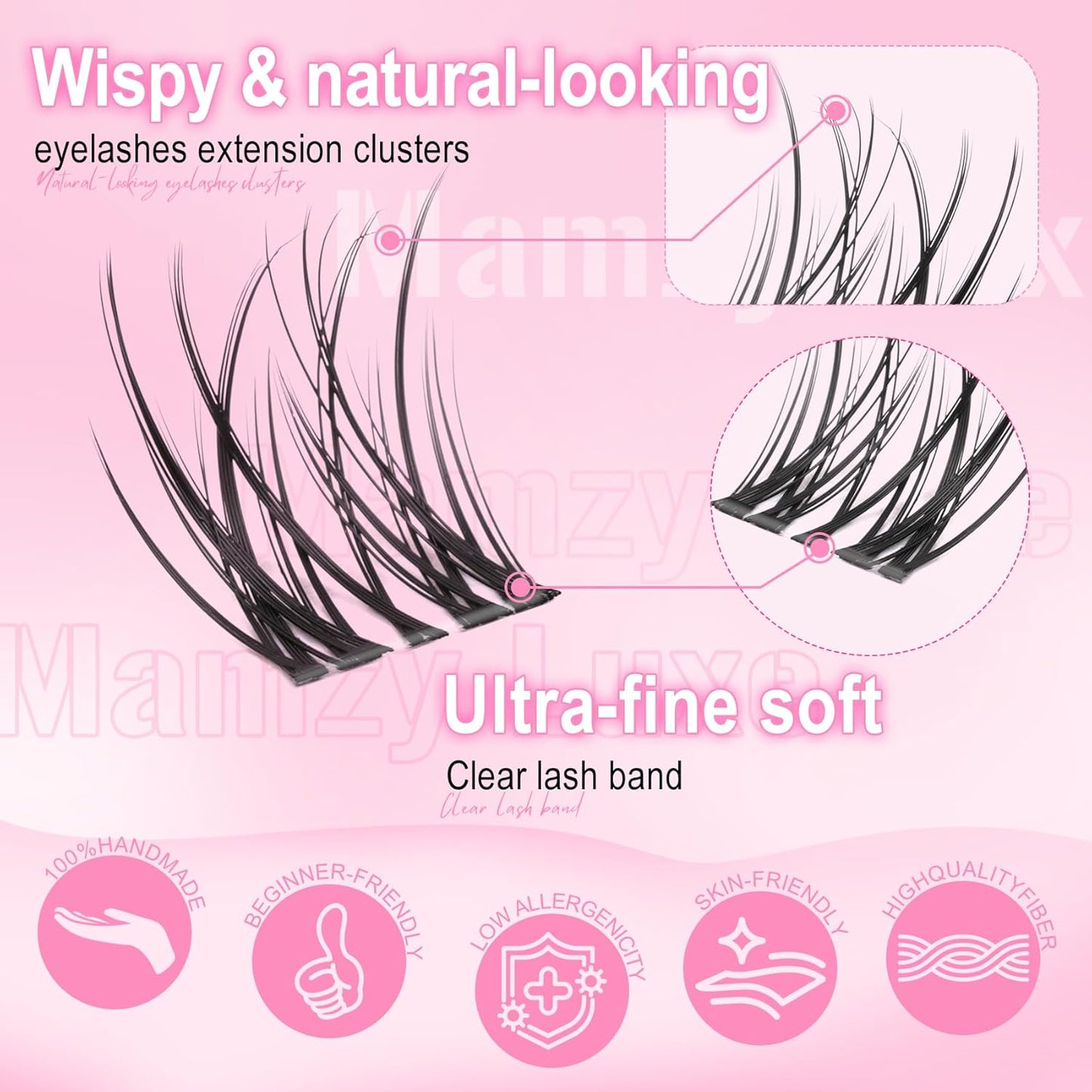 Natural Lash Clusters Kit - Short Wispy Eyelash Extensions 8-14MM | 120Pcs with Bond, Seal & Tweezers