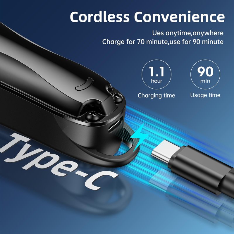 HTC Hair Clippers – Professional Cordless Rechargeable Hair Trimmer with Precision T-Blade, Long-Lasting Lithium Battery, Ergonomic Design, Quiet Motor（Black）