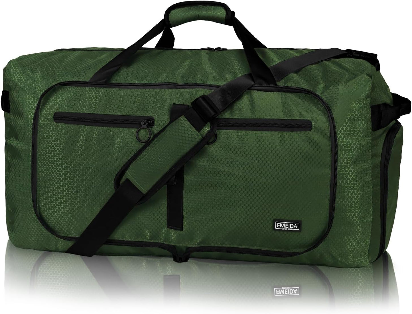 Duffle Bag 65L with Shoes Compartment - Foldable Travel Bag for Men & Women | Water-Repellent & Tear-Resistant (Black)