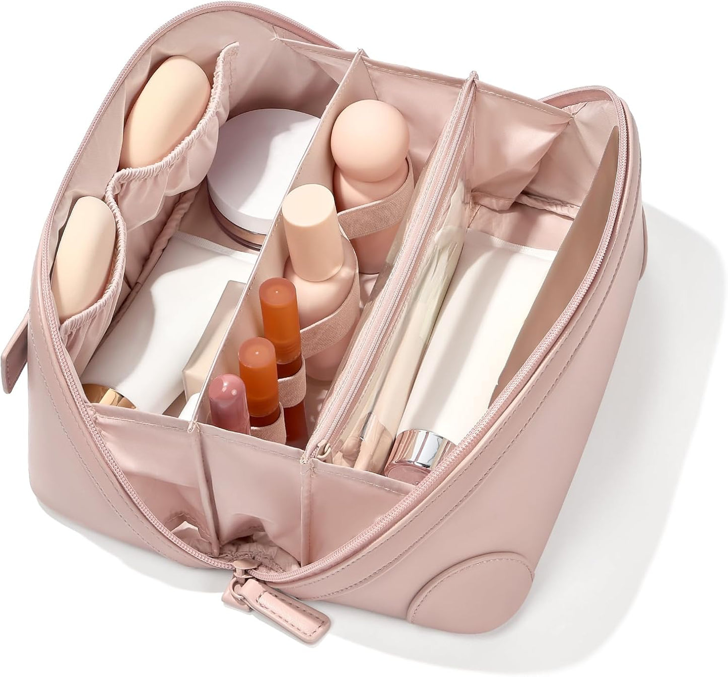 Travel Makeup Bag for Women - Large Capacity Waterproof PU Leather | Portable Cosmetic Organizer for Business & Daily Use