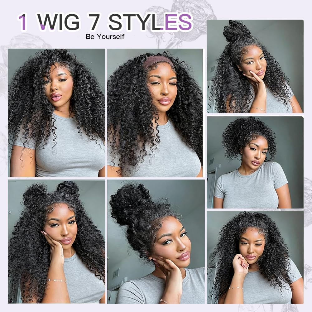 Kinky Curly Half Wig - 250% Density Human Hair | Glueless, Beginner-Friendly 20 Inch Flip Over Design