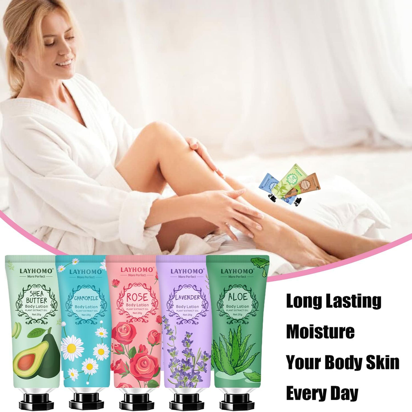 Mini Body Lotion Gift Set - 20 Travel Size Creams with Shea Butter for Dry Skin | Perfect Gifts for Women and Men