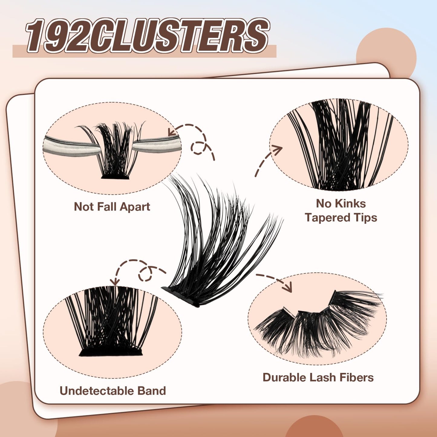 AILAISHI Lash Clusters Kit, DIY Cluster Eyelash Extensions 10‑20mm, 100D, 192pcs Fluffy D Curl Natural Lashes with Bond & Seal,Remover,Tweezers, Fake Cat Eye Individual Clusters