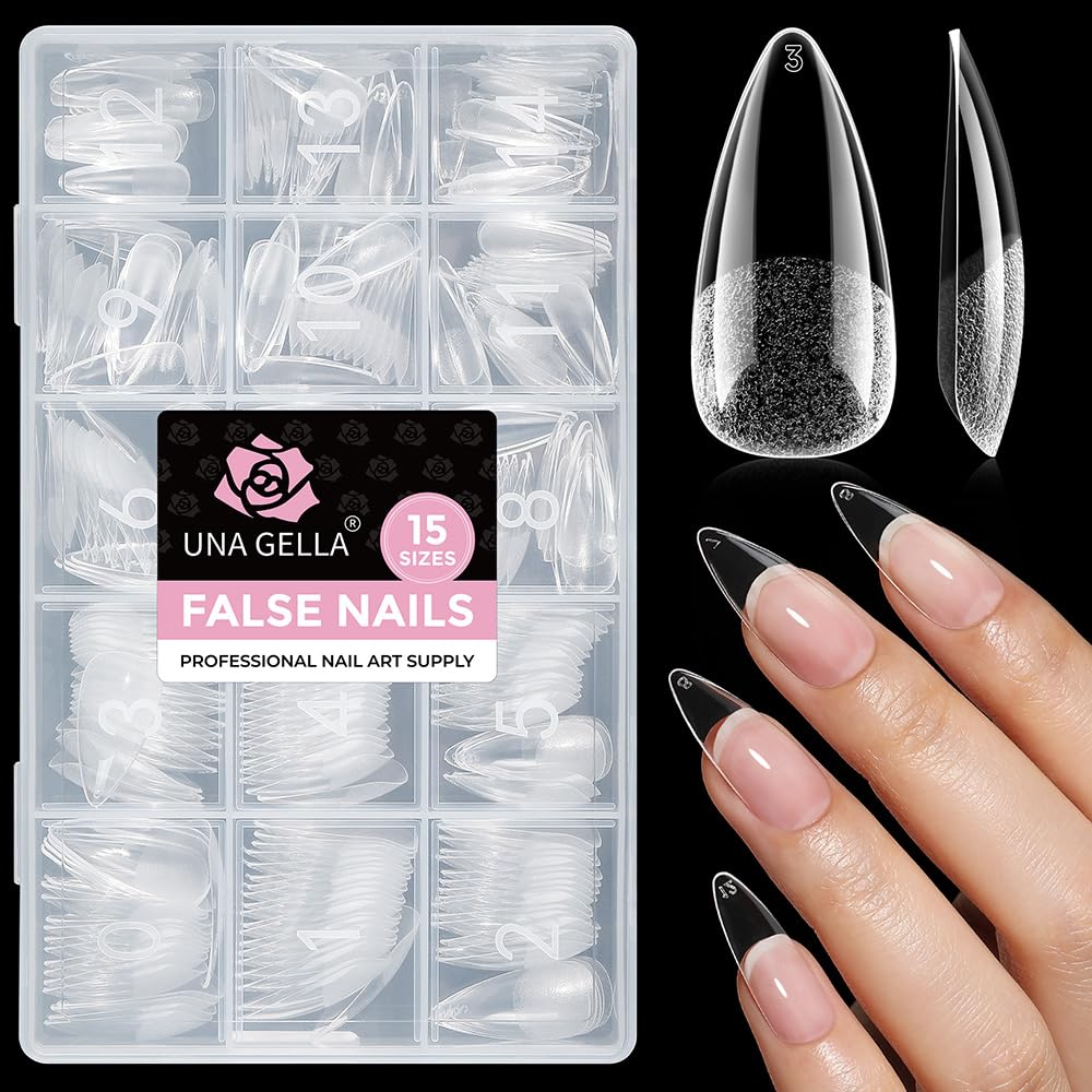 Short Almond Gel Nail Tips - 300PCS Pre-Etched Soft Gel for Easy DIY | Snug Fit Acrylic Extensions