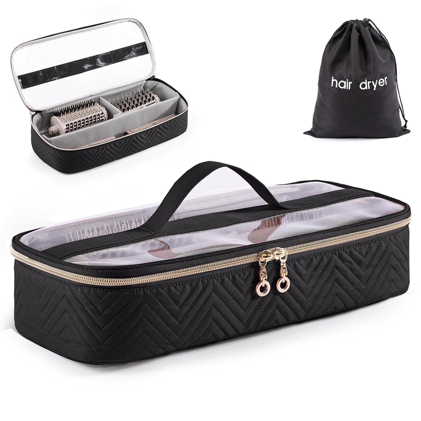 Large Hair Tools Travel Bag - 2-in-1 Organizer for Hair Dryer, Flat Irons & Curling Irons | Perfect for Travel Essentials
